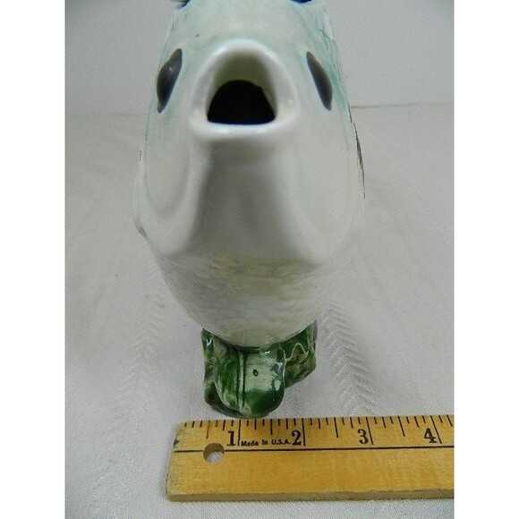 Vintage Tropical Fish Teapot Green/White Thin Made in Taiwan Seaweed Handle 7"H - Picture 12 of 15